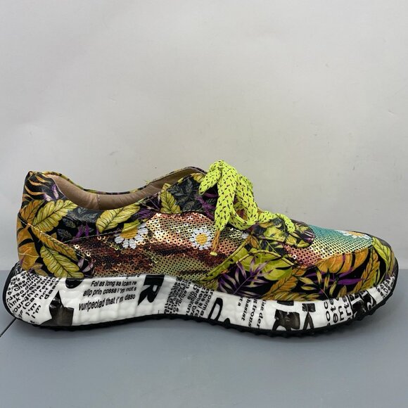 L'Artiste by Spring Step Sneakers Shoes Floral Sequin Colorful Yellow Womens 9.5 - Picture 11 of 15